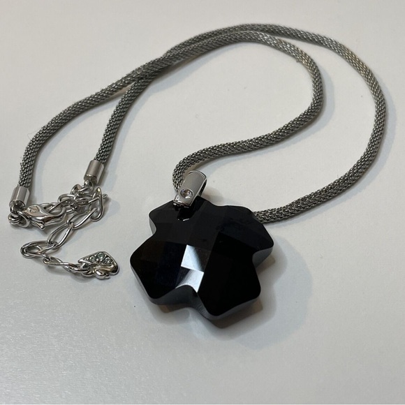 Swarovski Black Crystal Cross Necklace with Leather Strap included - Picture 2 of 11